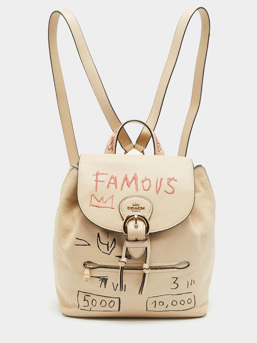 Coach x Jean-Michel Basquiat Kleo Cream Leather Backpack Limited Edition - Rare